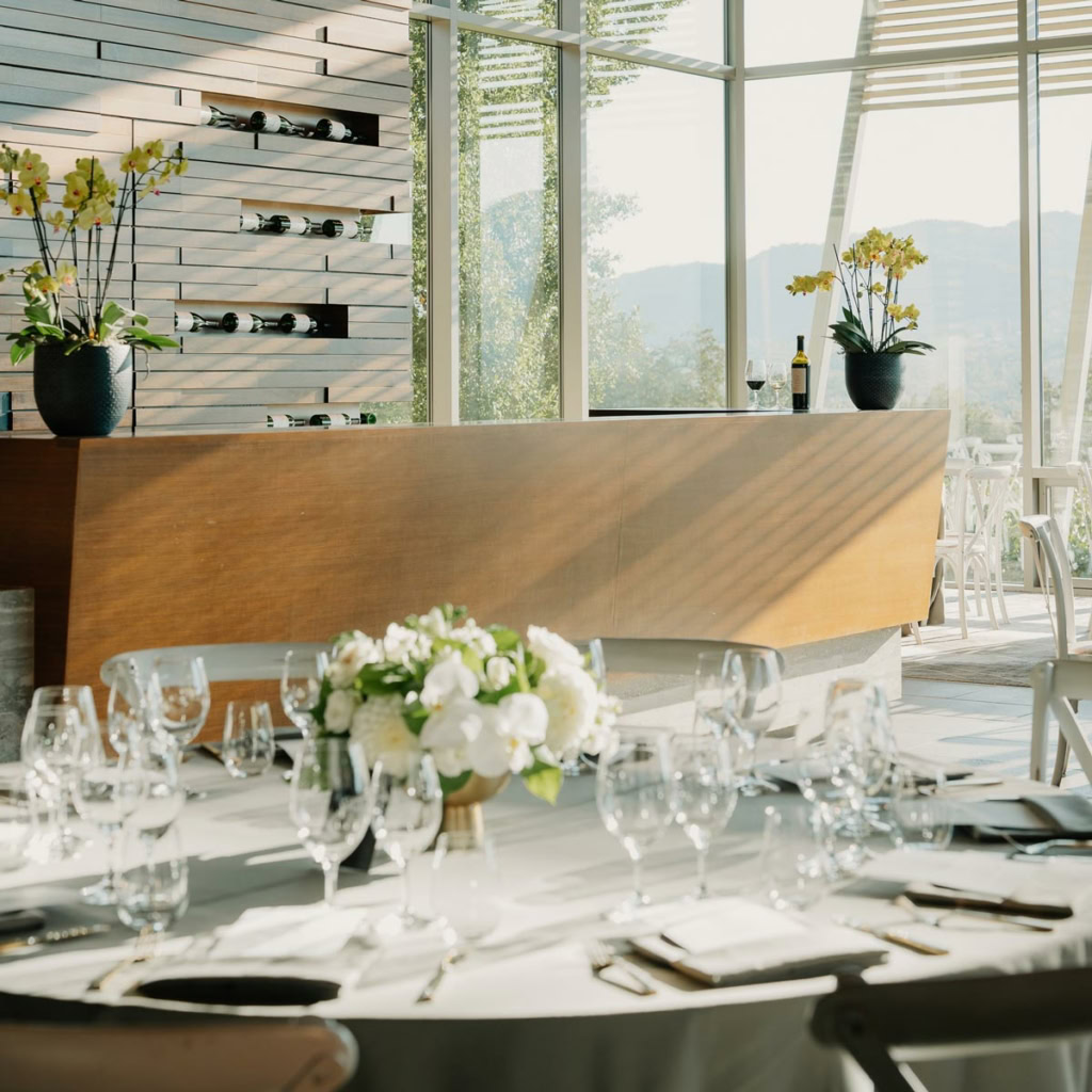 Table set for hospitality in Hamel tasting room
